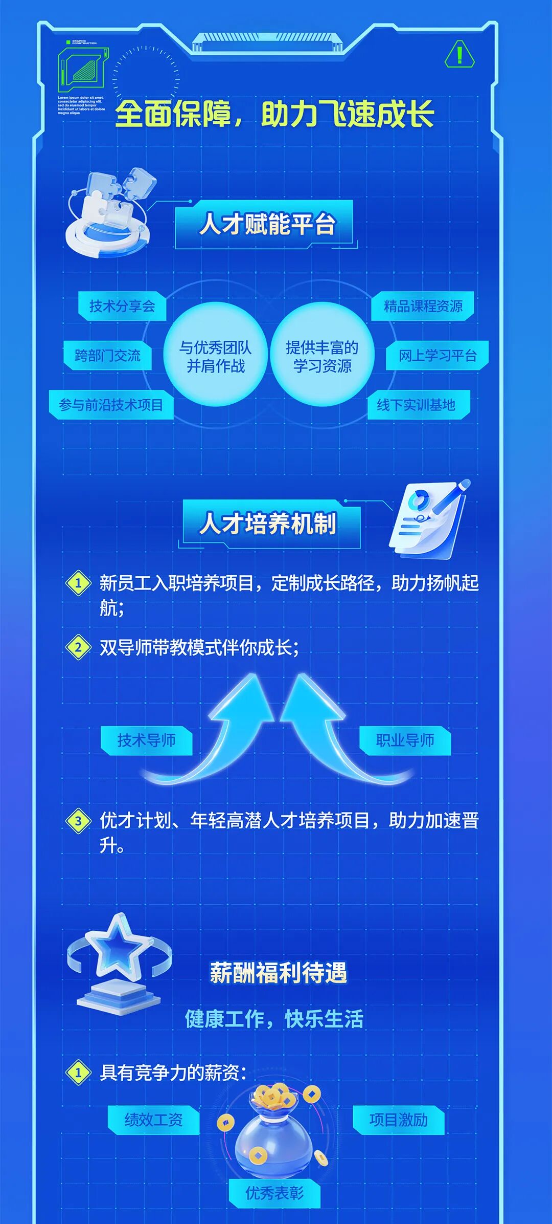 <p>MTV</p>
<p>租</p>
<p>eddo</p>
<p>全面保障,助力飞速成长</p>
<p>anataseredtfeolore</p>
<p>magha allqua</p>
<p>人才赋能平台</p>
<p>技术分享会</p>
<p>精品课程资源</p>
<p>与优秀团队</p>
<p>提供丰富的</p>
<p>跨部门交流</p>
<p>网上学习平台</p>
<p>并肩作战</p>
<p>学习资源</p>
<p>参与前沿技术项目</p>
<p>线下实训基地</p>
<p>人才培养机制</p>
<p>新员工入职培养项目，定制成长路径,助力扬帆起</p>
<p>航;</p>
<p>双导师带教模式伴你成长;</p>
<p>技术导师</p>
<p>职业导师</p>
<p>优才计划、年轻高潜人才培养项目，助力加速晋</p>
<p>升。</p>
<p>薪酬福利待遇</p>
<p>健康工作,快乐生活</p>
<p>具有竞争力的薪资：</p>
<p>绩效工资</p>
<p>项目激励</p>
<p>优秀表彰</p>
